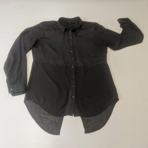 Apt. 9 Black Button Down High/Low Hem Split Back